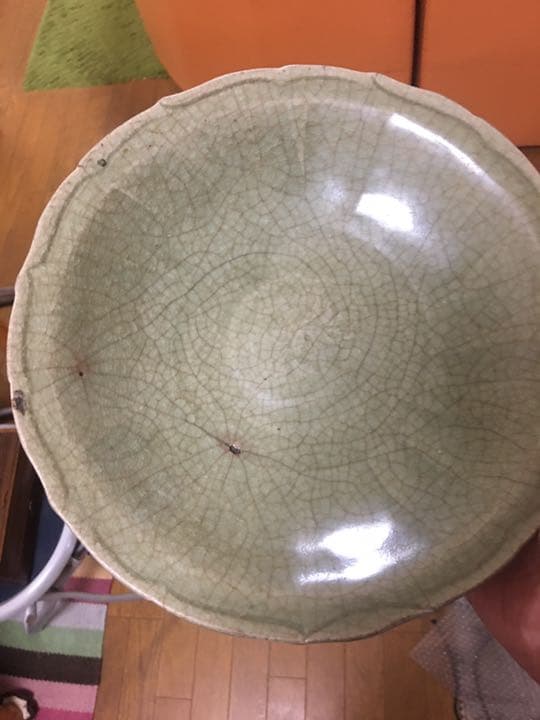 明代 龍泉窯大皿 青瓷 中国 古美術