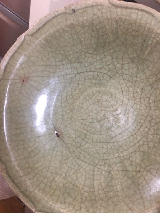 明代 龍泉窯大皿 青瓷 中国 古美術