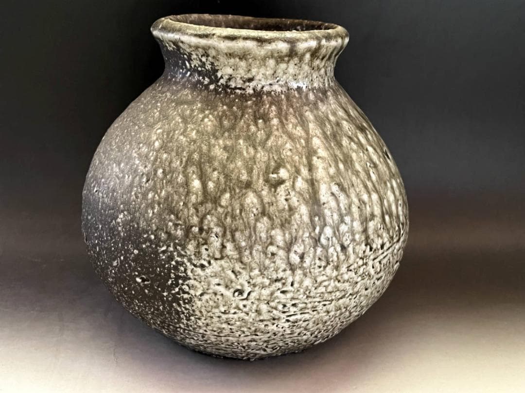 壷■古信楽灰被窯変瓶 古壺 灰釉涙艮 土物 花瓶花器 オブジェ時代物 骨董品■