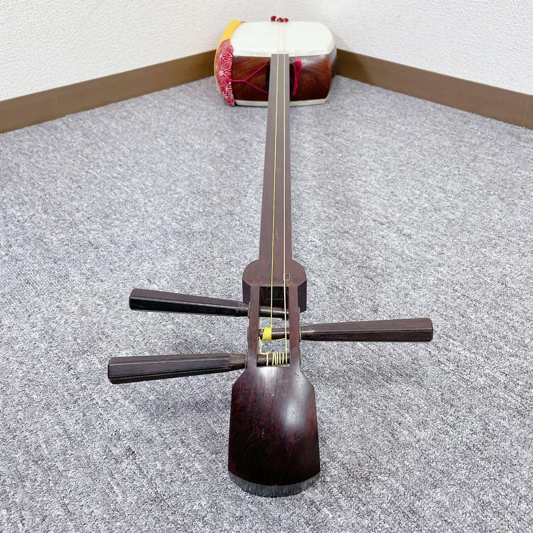 三味線 細棹 紅木 東さわり 丸打胴 一本溝 和楽器