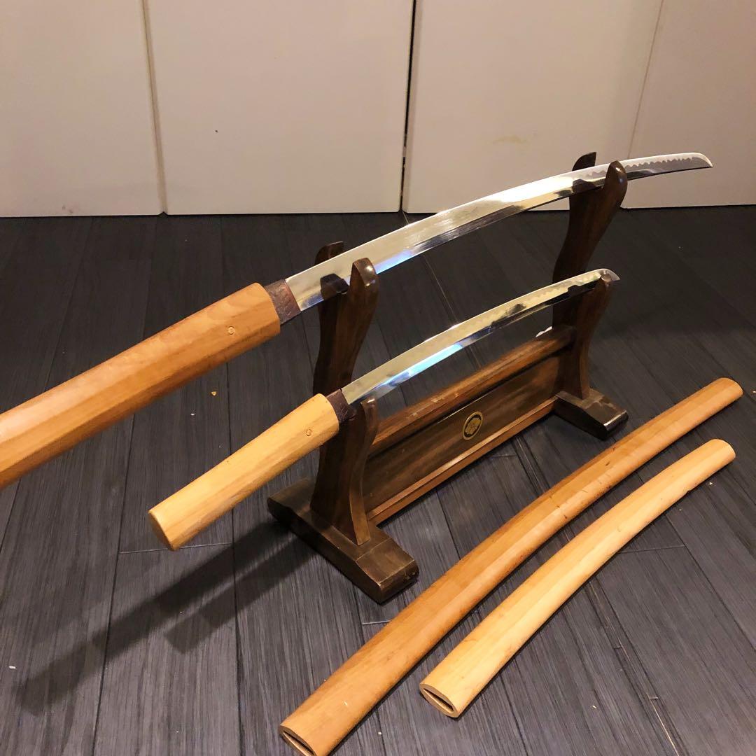 本格模造刀 白鞘 合金製 大小セット　長脇差　2本　拵え　太刀　居合刀