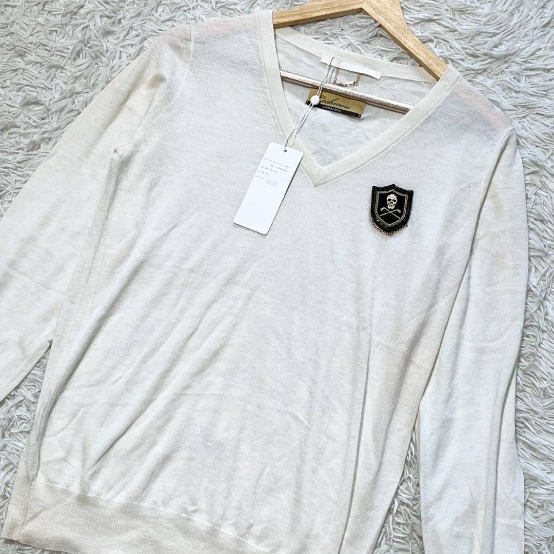 MARK&LONA ホワイト Vネック セーター カシミヤ カシミア100% M