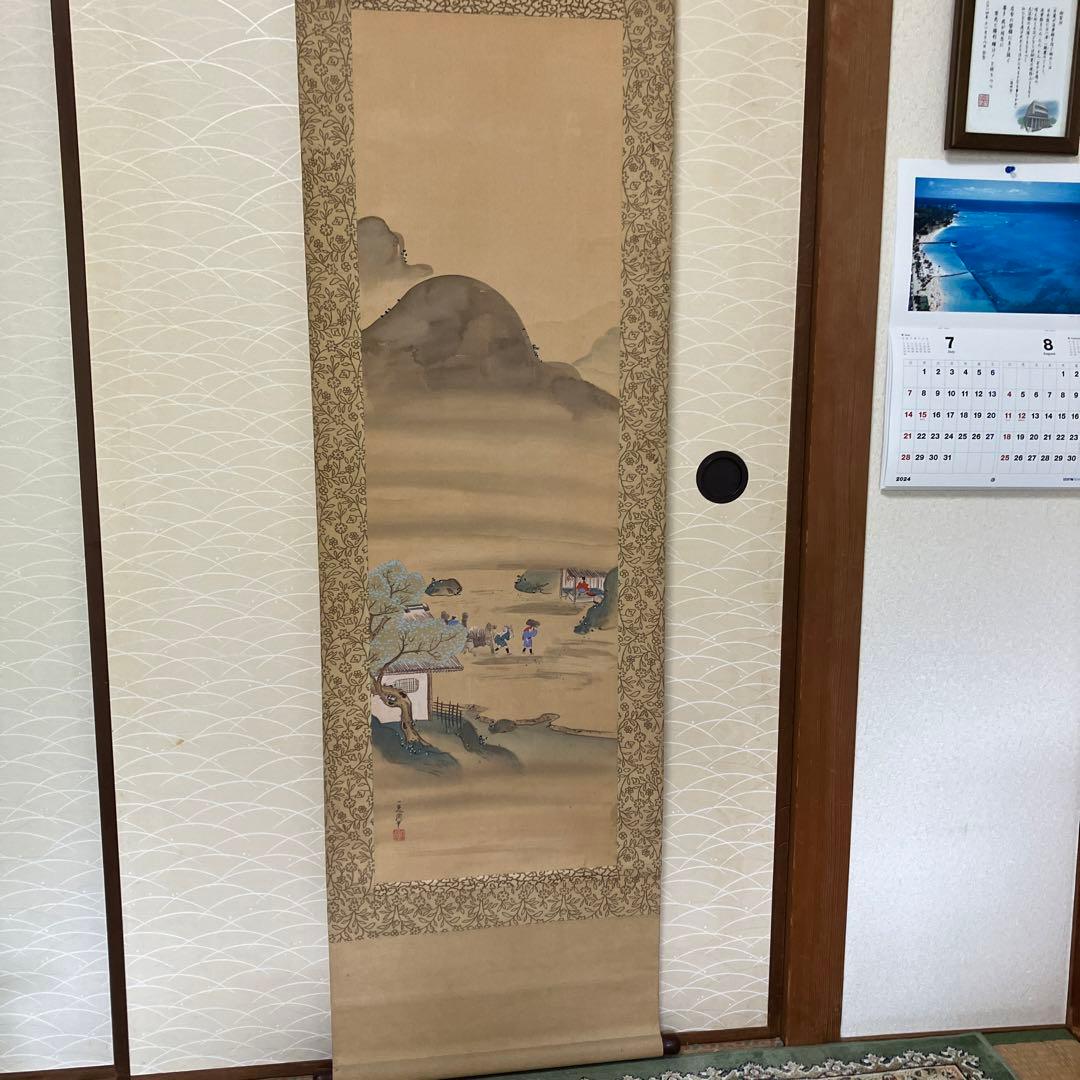 掛軸　一蕙斎人物風景双幅