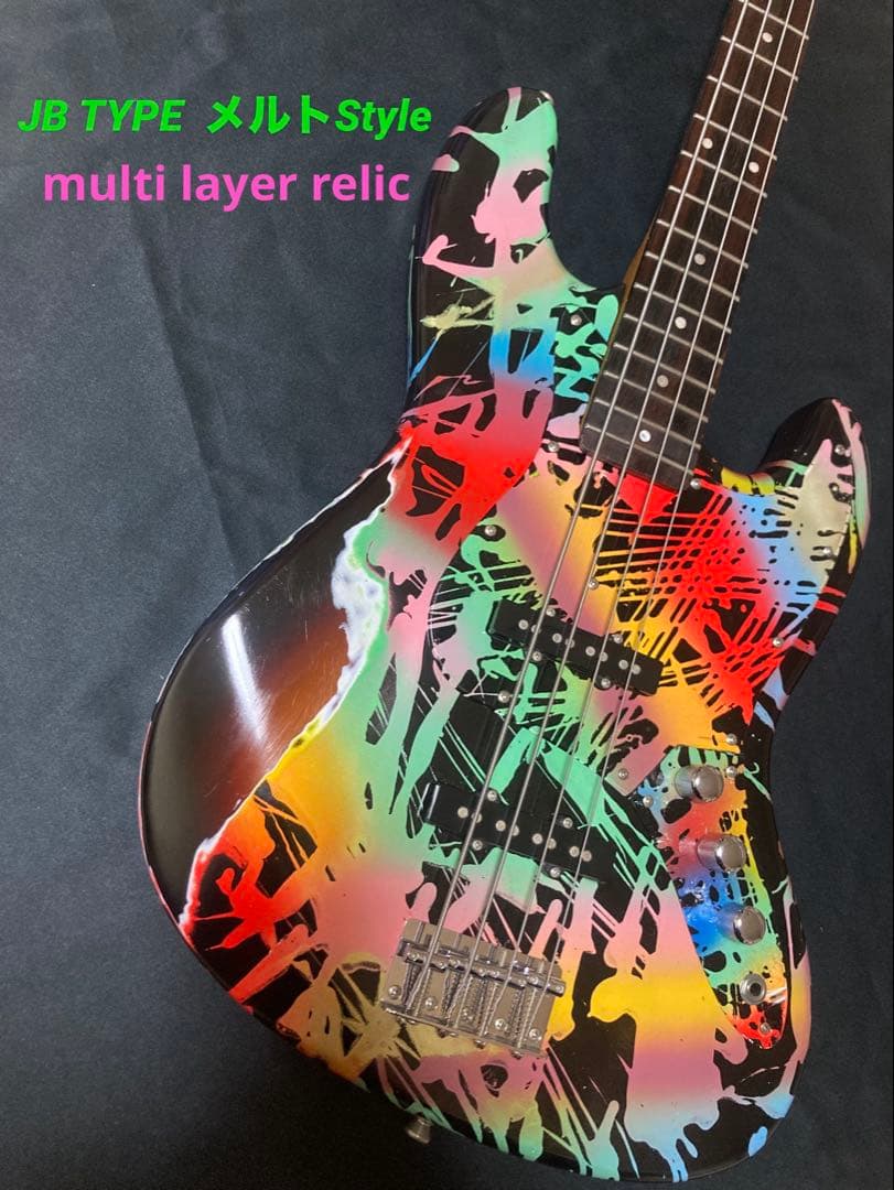 #19ジャズベースタイプ　メルト柄塗装マルチレイヤートップラッカー