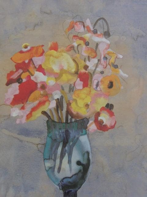 麻田辨自、【ポピー】、希少な額装用画集より、状態良好、新品額装付、日本人画家