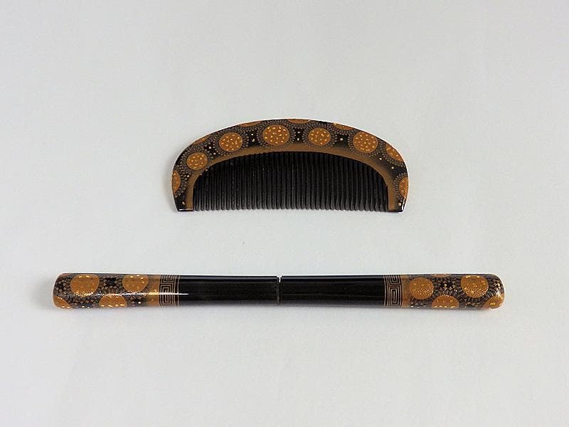 和装アクセサリー　アンティーク 櫛・笄セット　切金入蒔絵　C559A-fbeo