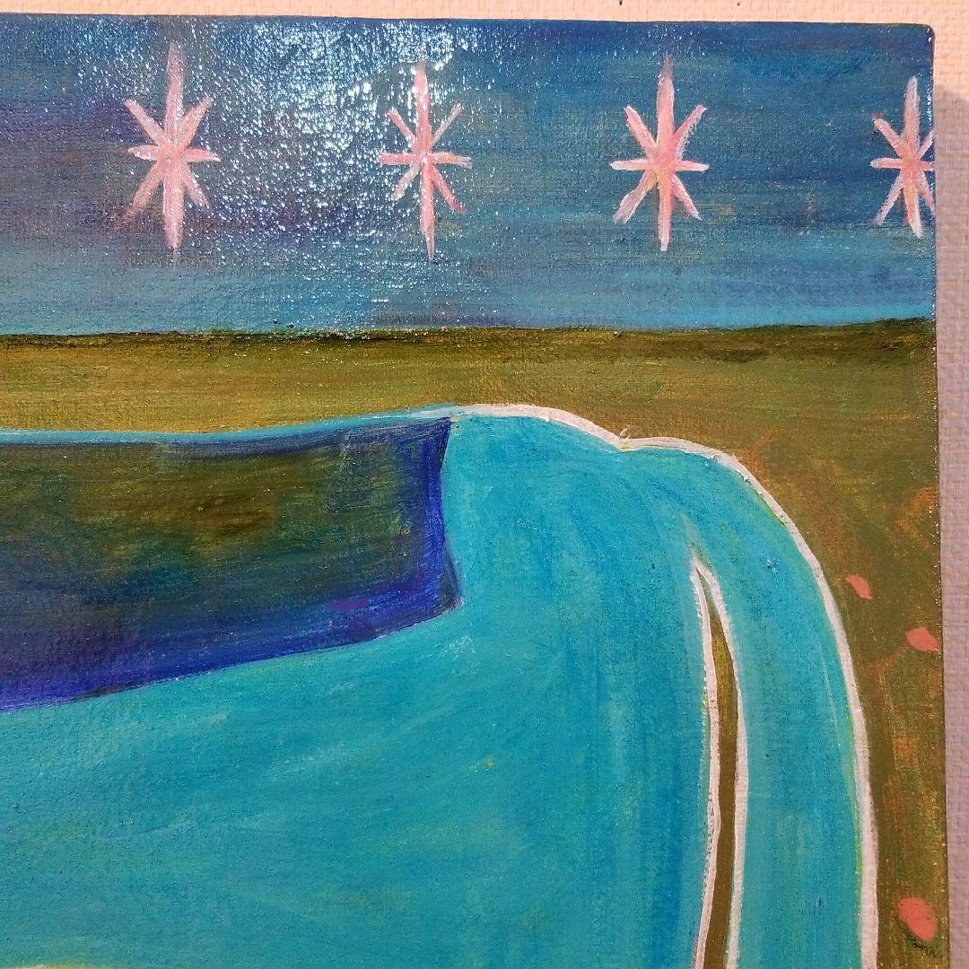 油絵　専用　青く光る馬