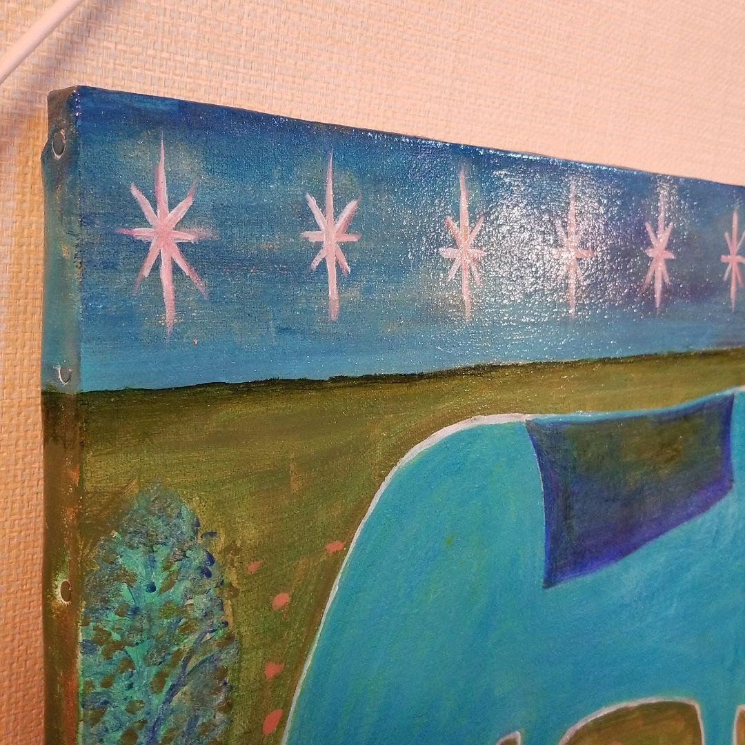 油絵　専用　青く光る馬