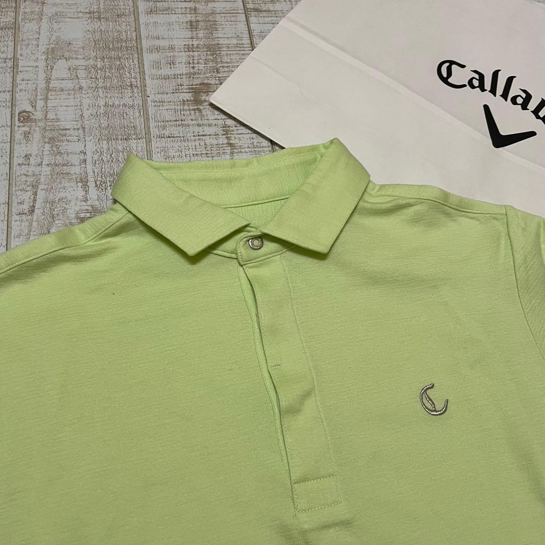 新品 キャロウェイ レッドレーベル 半袖シャツ 無地 ライトイエロー Lサイズ