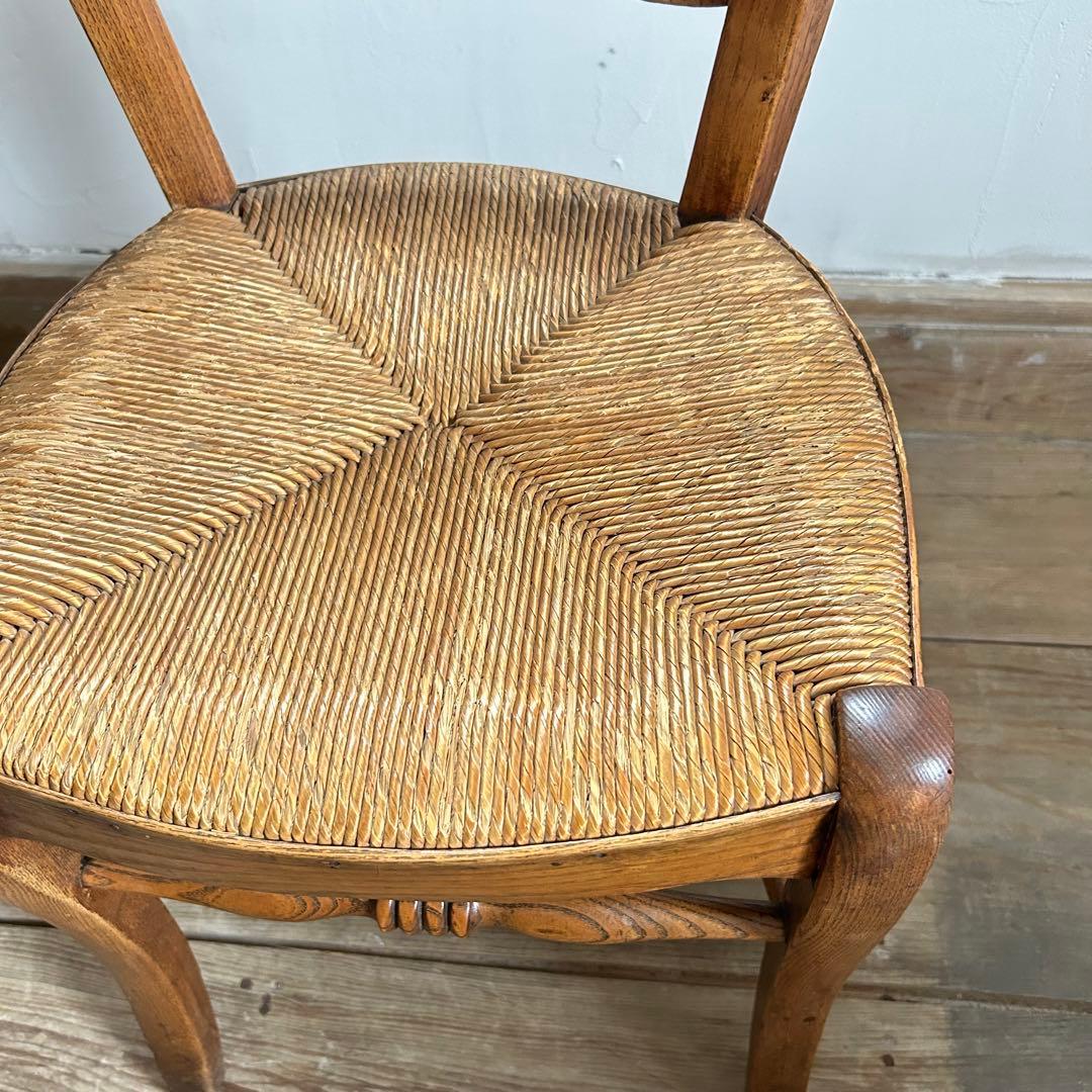フランスアンティーク ラッシュシートチェア カフェチェア ダイニングチェア　籐
