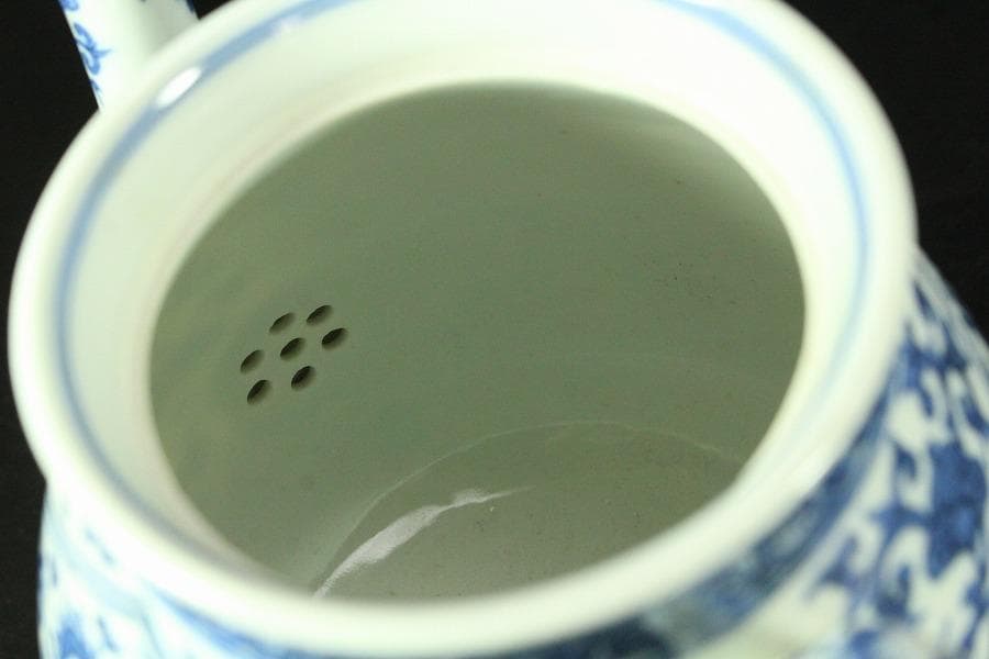 煎茶 桐山造 青花龍紋 水注 瓶 共箱 美品(K-A932)