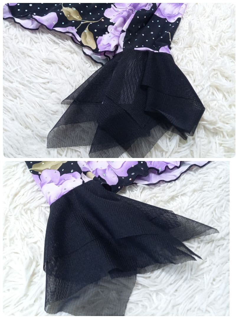 Sanline　サンリーヌ　社交ダンス　セットアップ　ドレス　スパンコール　薔薇