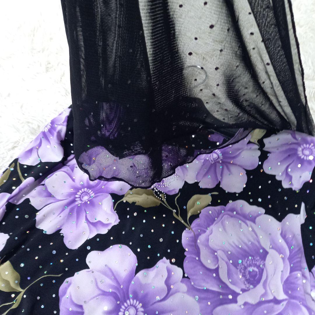 Sanline　サンリーヌ　社交ダンス　セットアップ　ドレス　スパンコール　薔薇