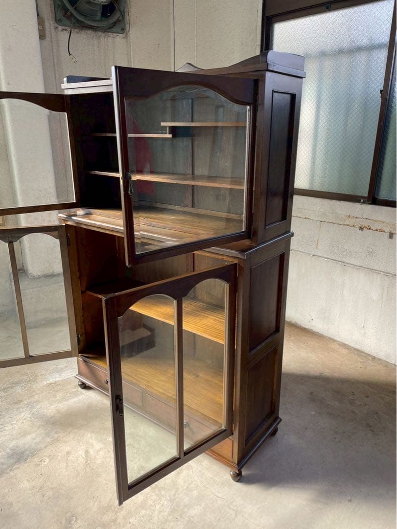 激レア‼️イギリス　アンティーク　丸足　キュリオケース　什器　キャビネット　英国