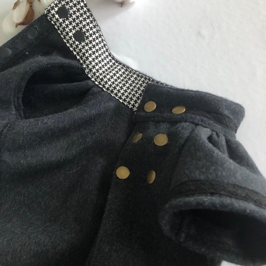 ハンドメイド　ダブルボタンタックコート　オーダー小型犬