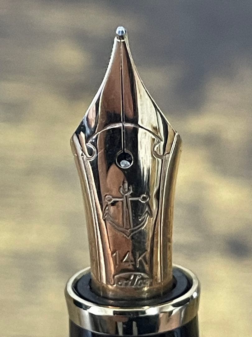 未使用　タグ付き　旧ニブ　JIS刻印　14金　ホワイトゴールド　万年筆　字幅B