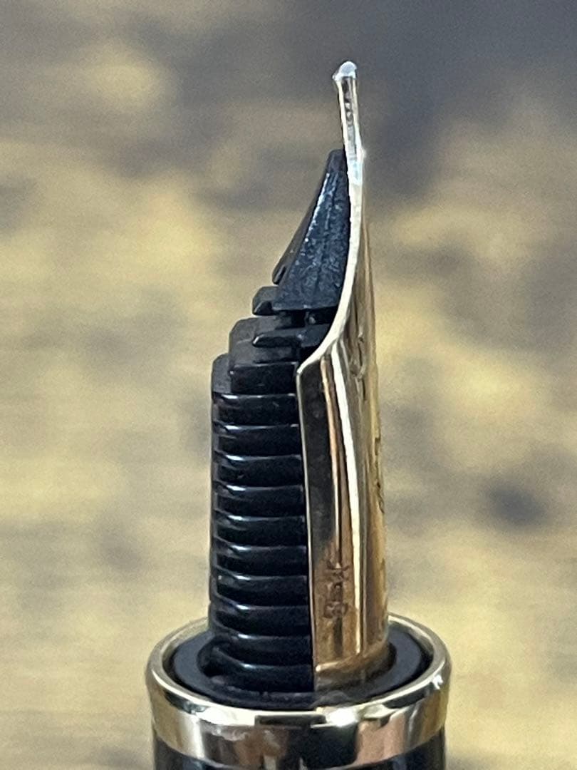 未使用　タグ付き　旧ニブ　JIS刻印　14金　ホワイトゴールド　万年筆　字幅B