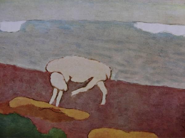 熊谷　守一、仔牛、希少限定版、額装用画集、新品額装付