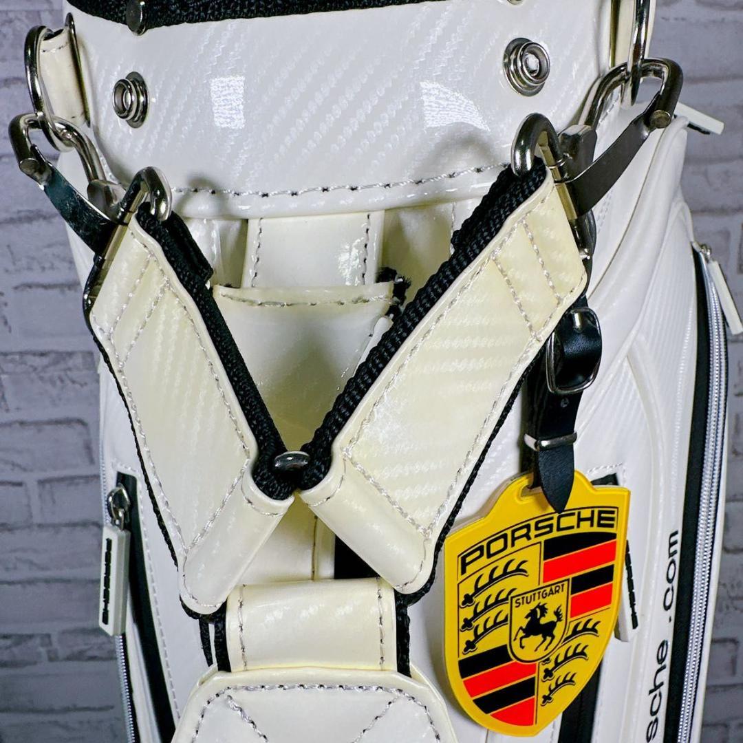 未使用　ポルシェ　キャディバッグ エナメル　スタンド式　 ホワイト スポーティ
