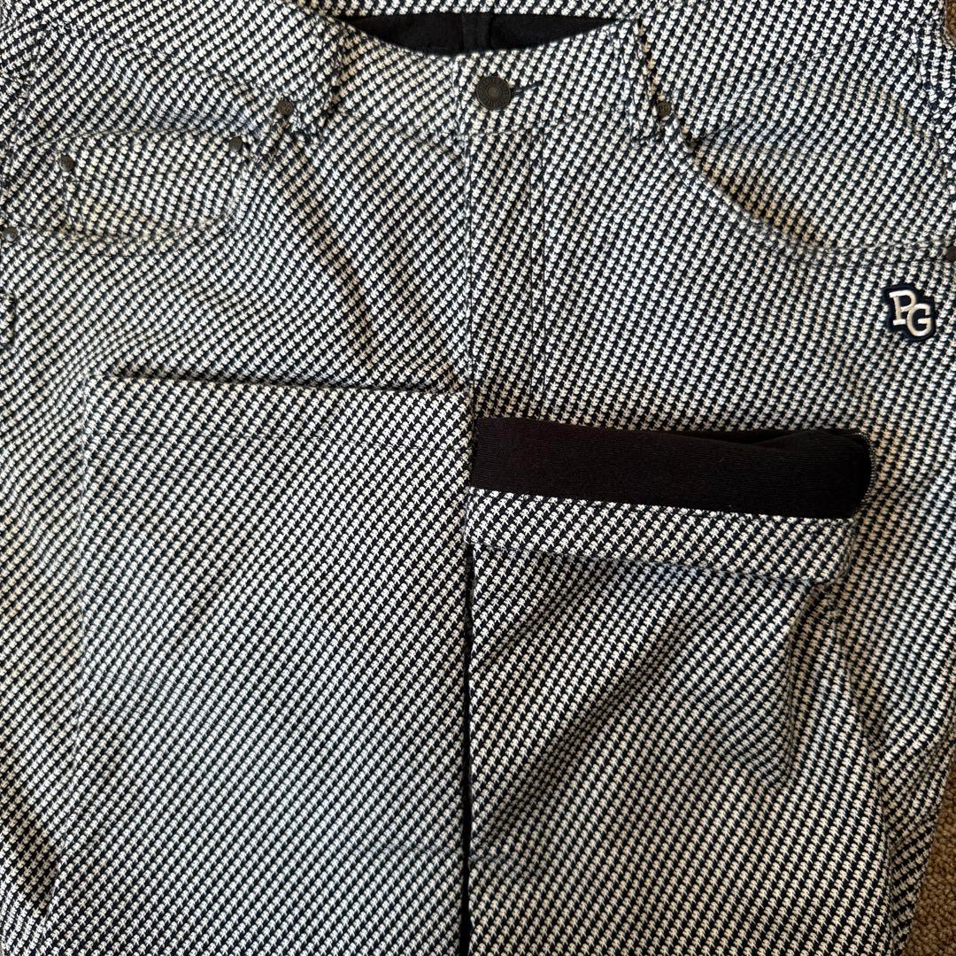裏起毛　防寒　秋冬　パーリーゲイツ　パンツ　XL〜XXL相当 千鳥格子　黒　白
