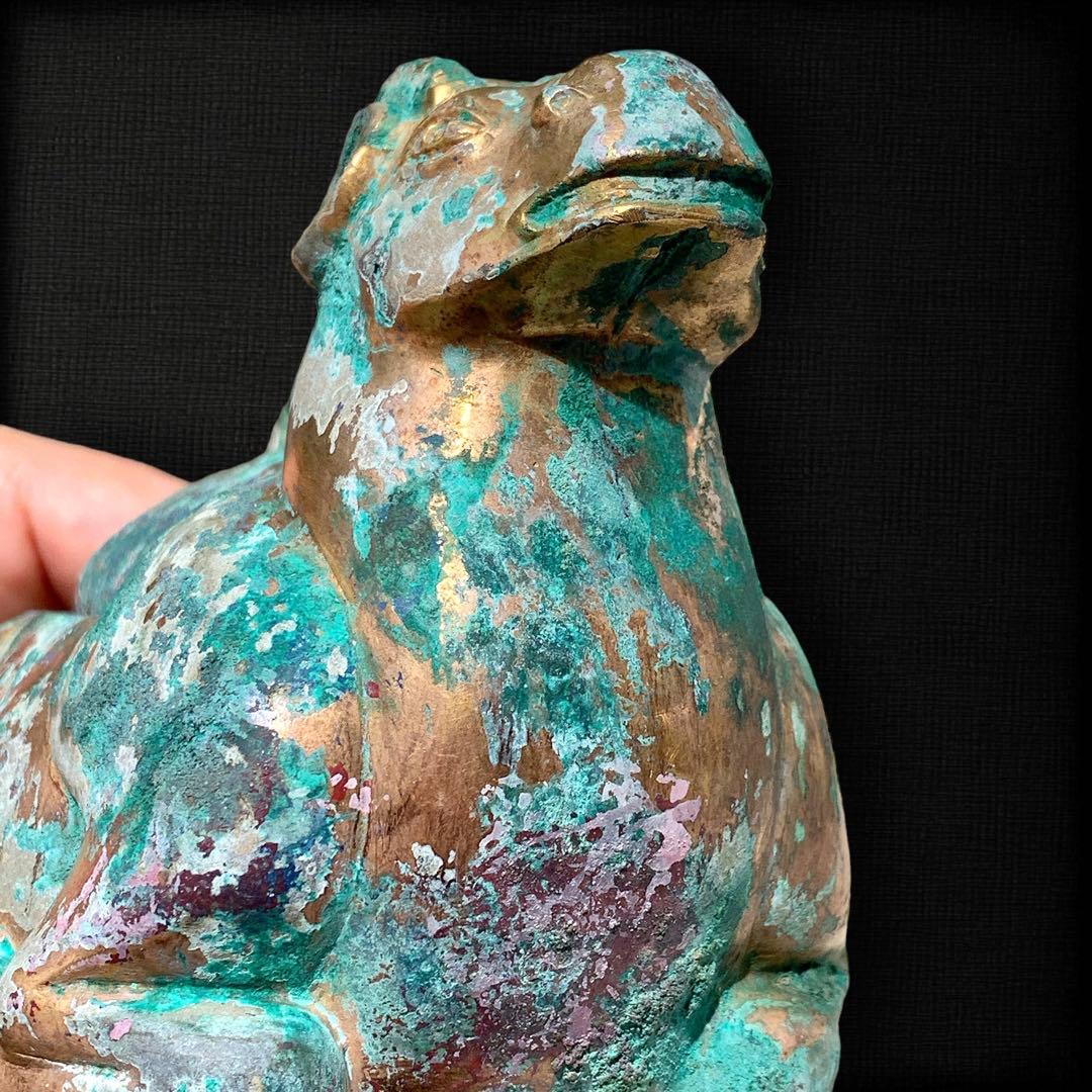 香炉　青銅器　中国　骨董品　古美術　神獣文形　羊　未　ロウソク立て？