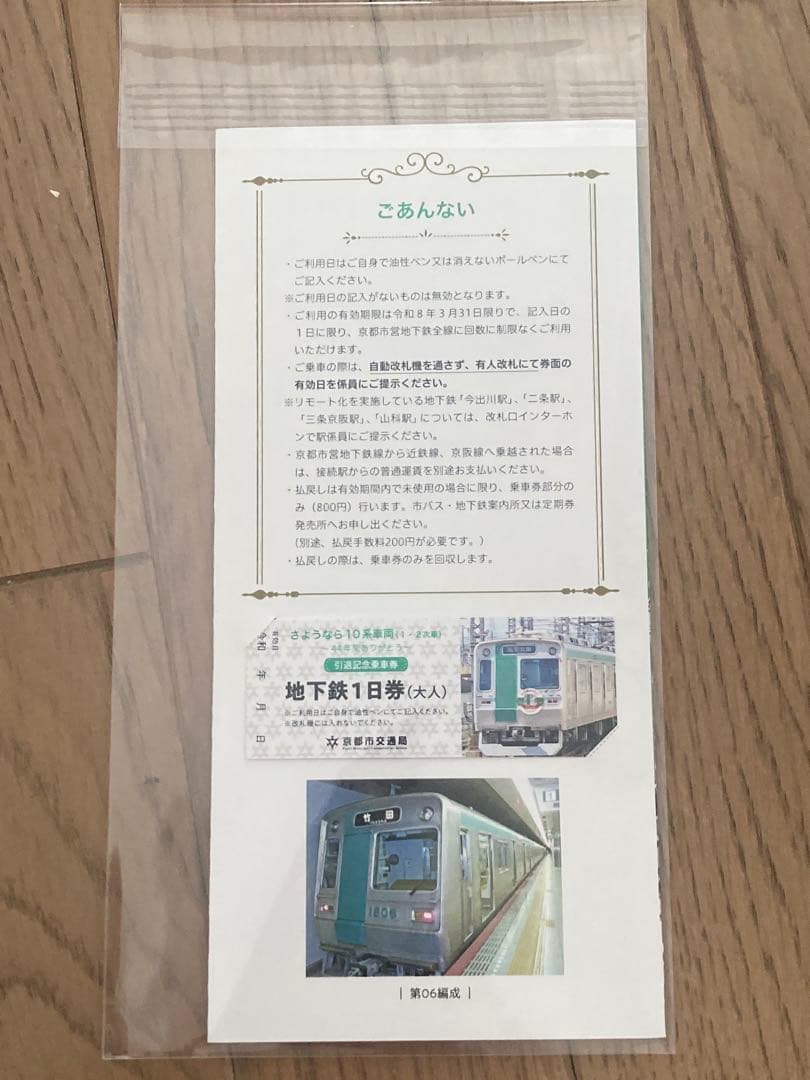 A*読様 京都市営地下鉄烏丸線10系車両引退オリジナルグッズフルセット
