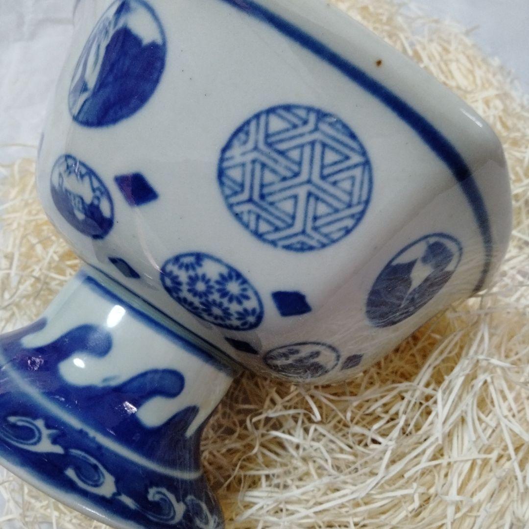 盃洗 染付 手鞠 インテリア 戦前 アンティーク 陶器