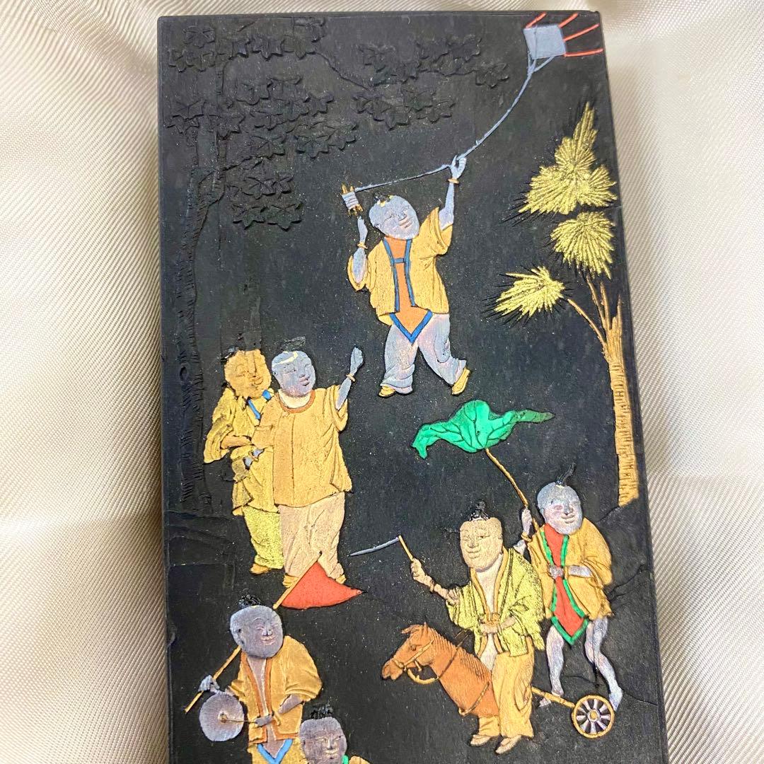 Y 中国墨 九子図古墨 胡開文製 骨董品 墨 書道