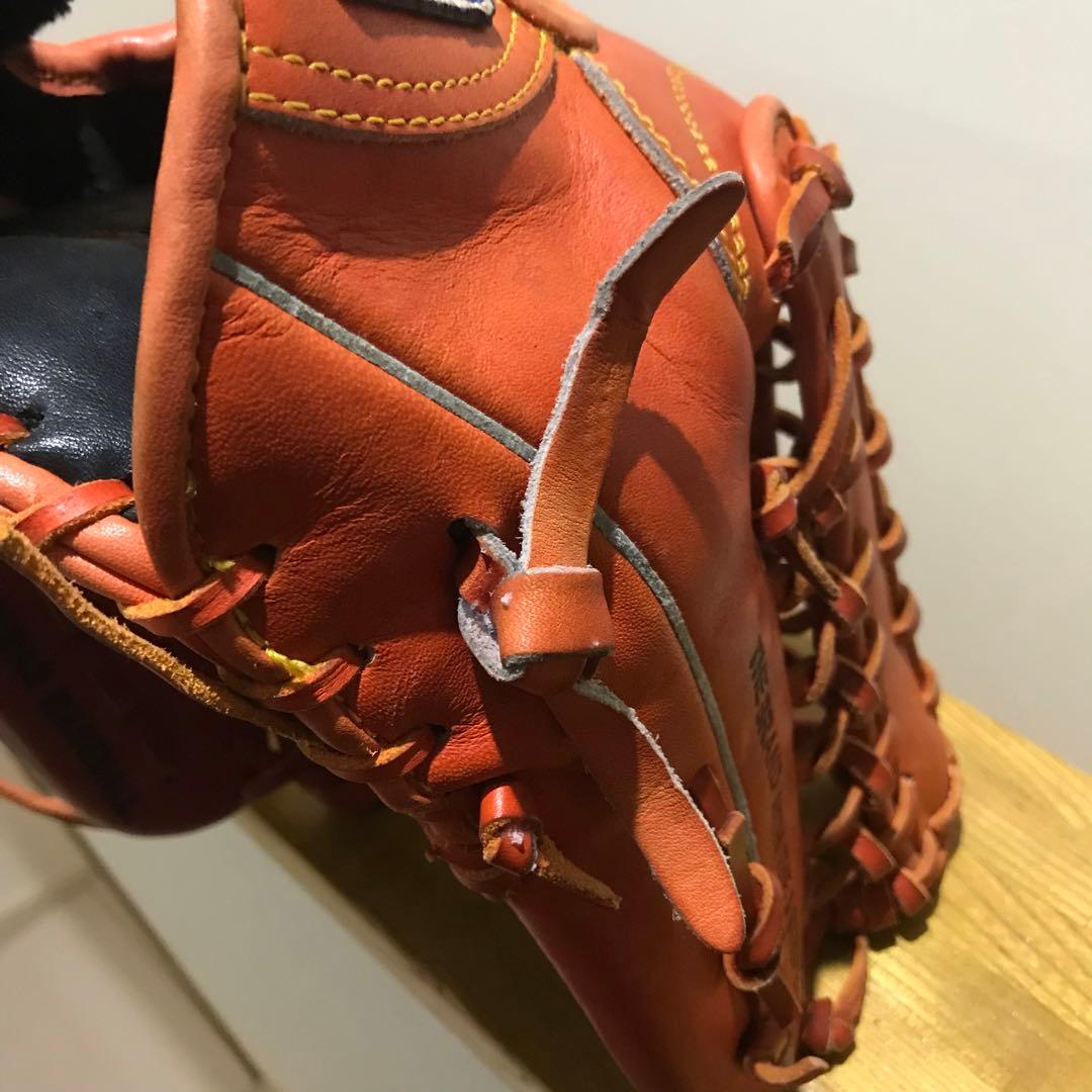 adidas 大人用 外野手 軟式野球グローブ オレンジ レザー