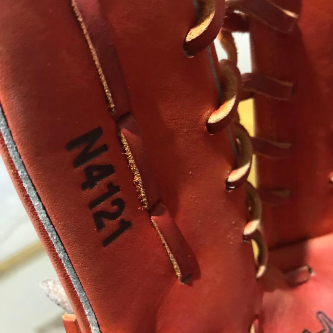 adidas 大人用 外野手 軟式野球グローブ オレンジ レザー