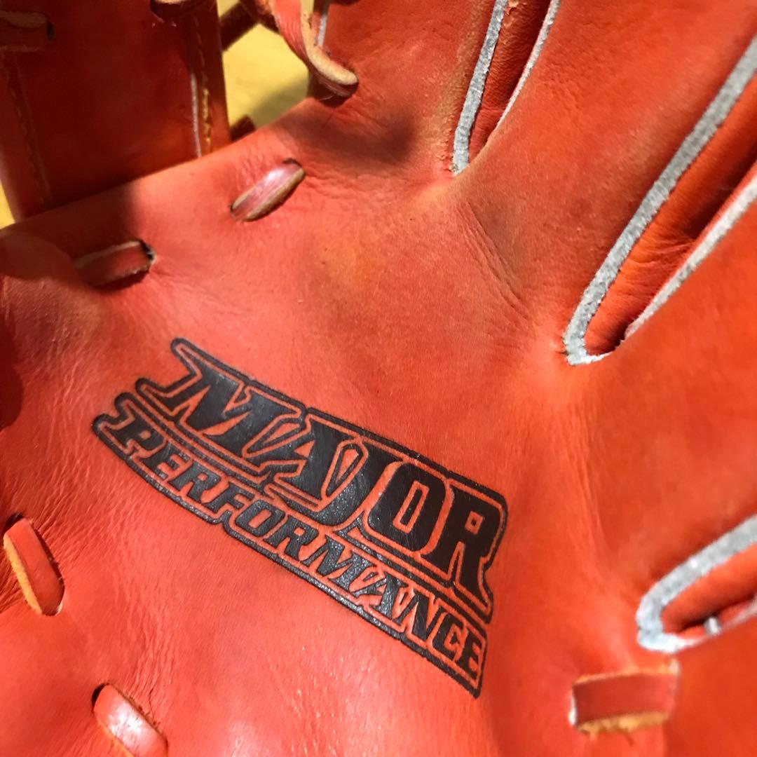 adidas 大人用 外野手 軟式野球グローブ オレンジ レザー