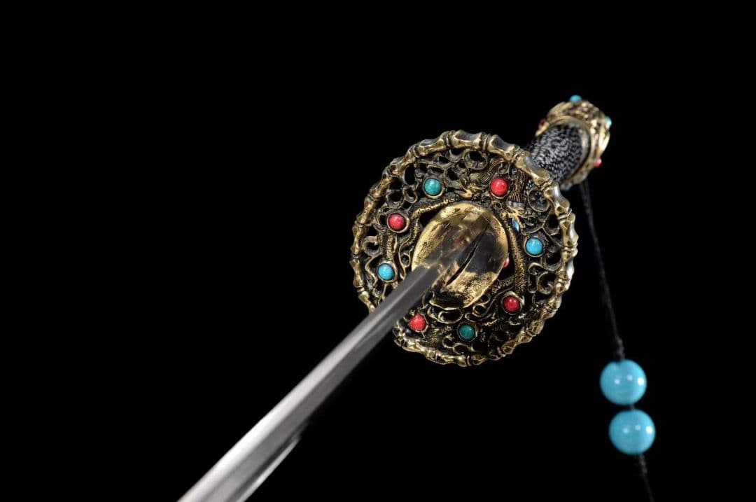 郡王サーベル（魚皮黒金）古兵器 武具　刀装具　日本刀　模造刀 居合刀