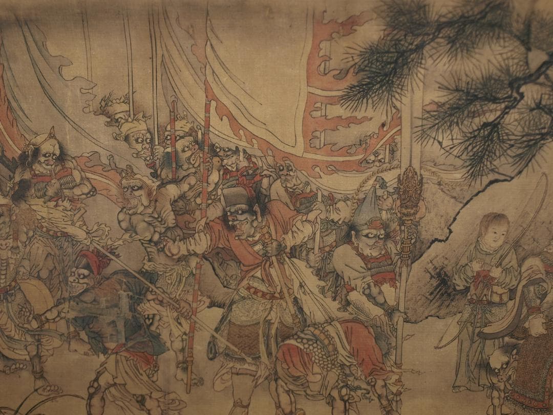 蔵整理　中国時代の絵　激安骨董品　時代不明　掛け軸 BD056A2-3