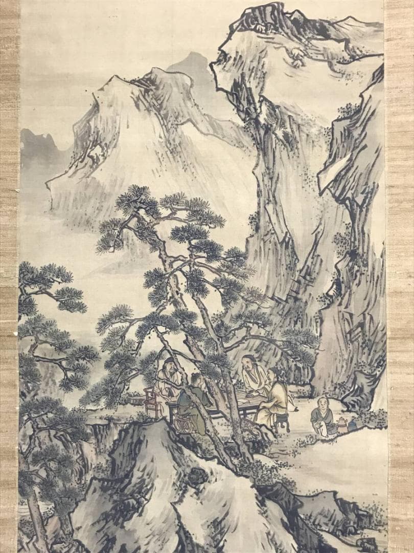 【真作】岡本豊彦/山水人物図/山水図/人物図/掛軸/名家伝来/AD-64