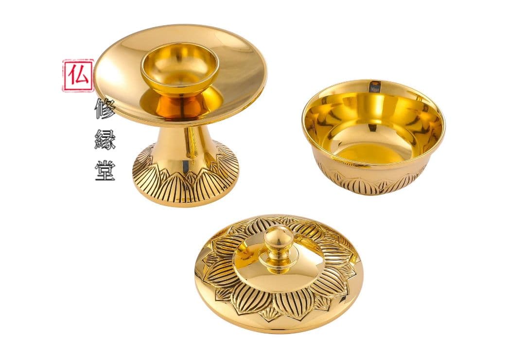 【修縁堂】銅色磨き 蓮形茶湯器 物置の装飾 給水カップ 仏教法具法器