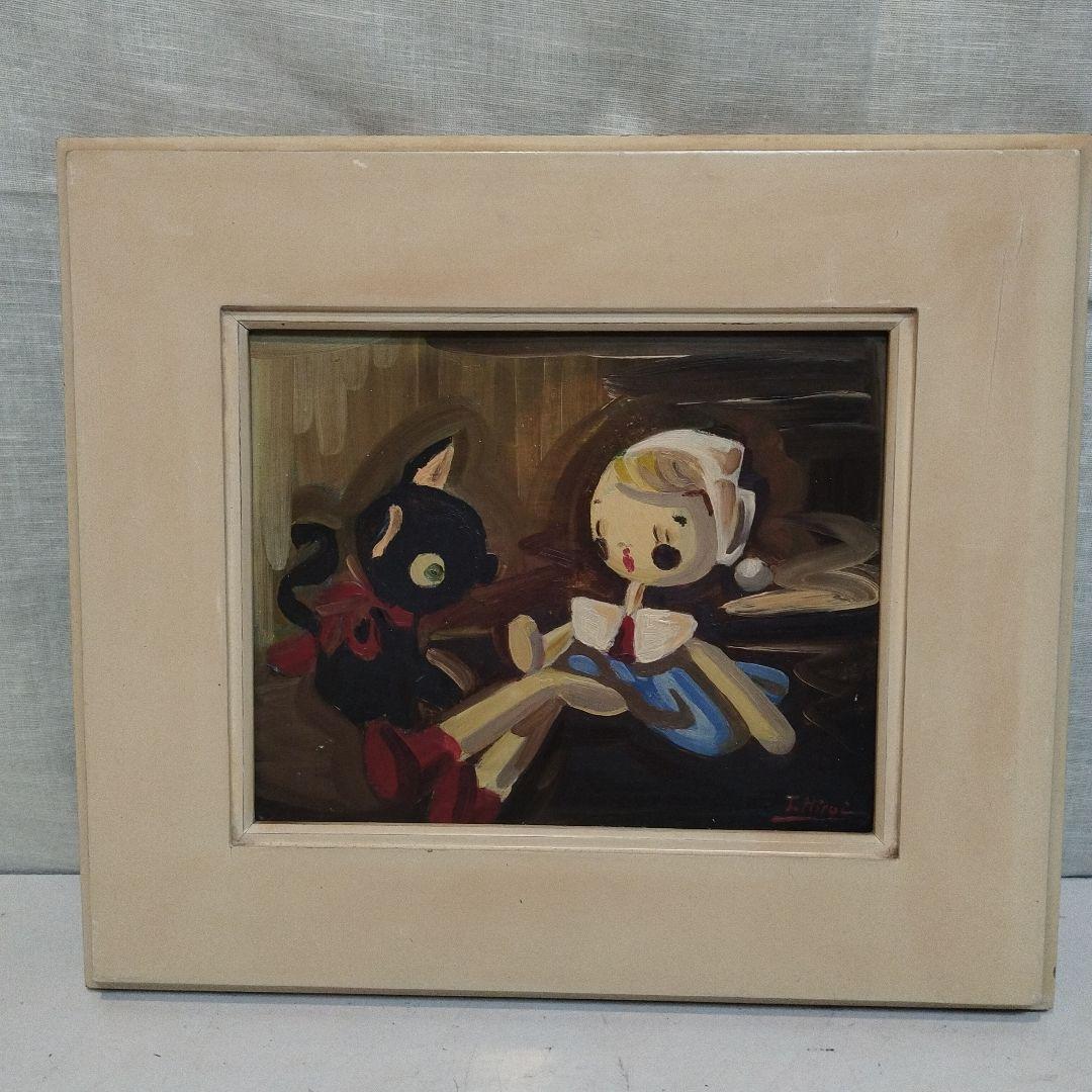 昭和初期　油絵板書き　油絵