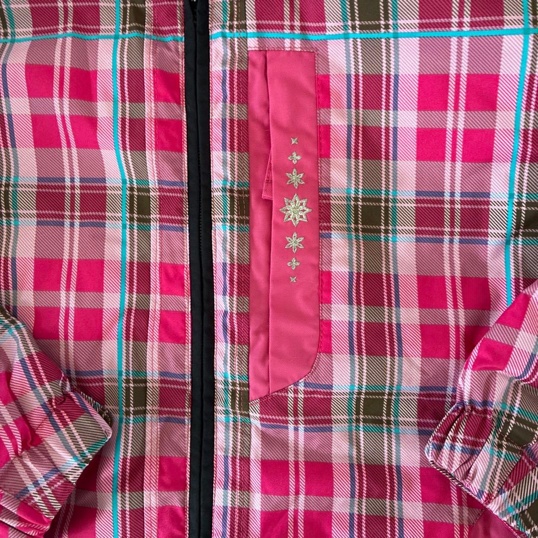 デサント　フード付きピンク系チェック柄ウェアのみ