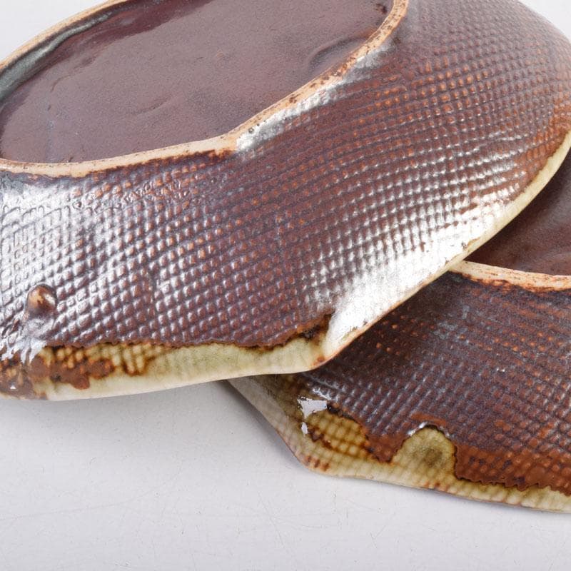 和食器　色絵　カブ形　銘々皿　五客　時代箱　V　8440