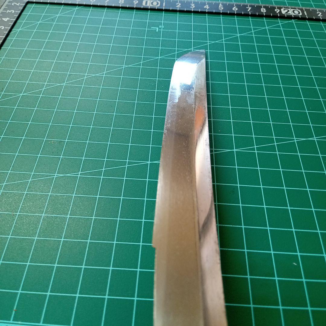 【ナイフ加工用玉鋼/合法サイズ】無銘脇差/錆身日本刀切先部分残欠／刃文直刃