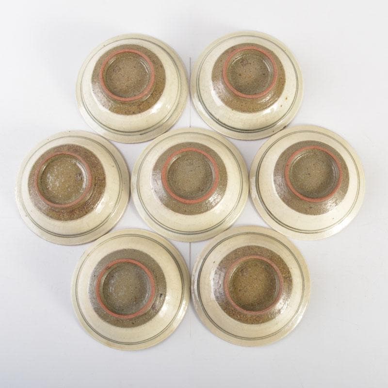 和食器　吉良々窯　加藤泥二作　泥彩魚文　向付　七客　共箱　C　6804A