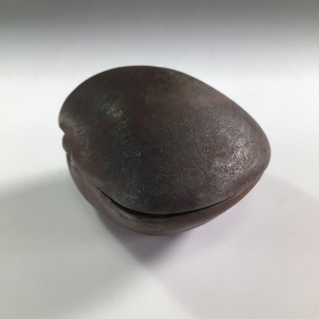 Ｐ８３５　香合　『備前焼』『木村陶峰造』『蛤香合』　共箱　茶道具