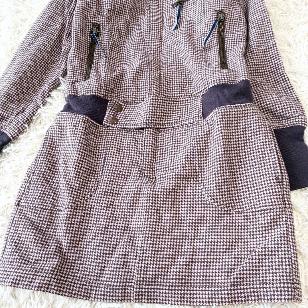 アディダスゴルフ 千鳥柄 ジップアップ ワンピース M ウール