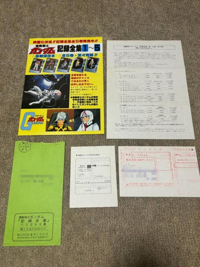 「機動戦士ガンダム　記録全集」「台本記録全集」　ＰＲ用フライヤー8枚　チラシ