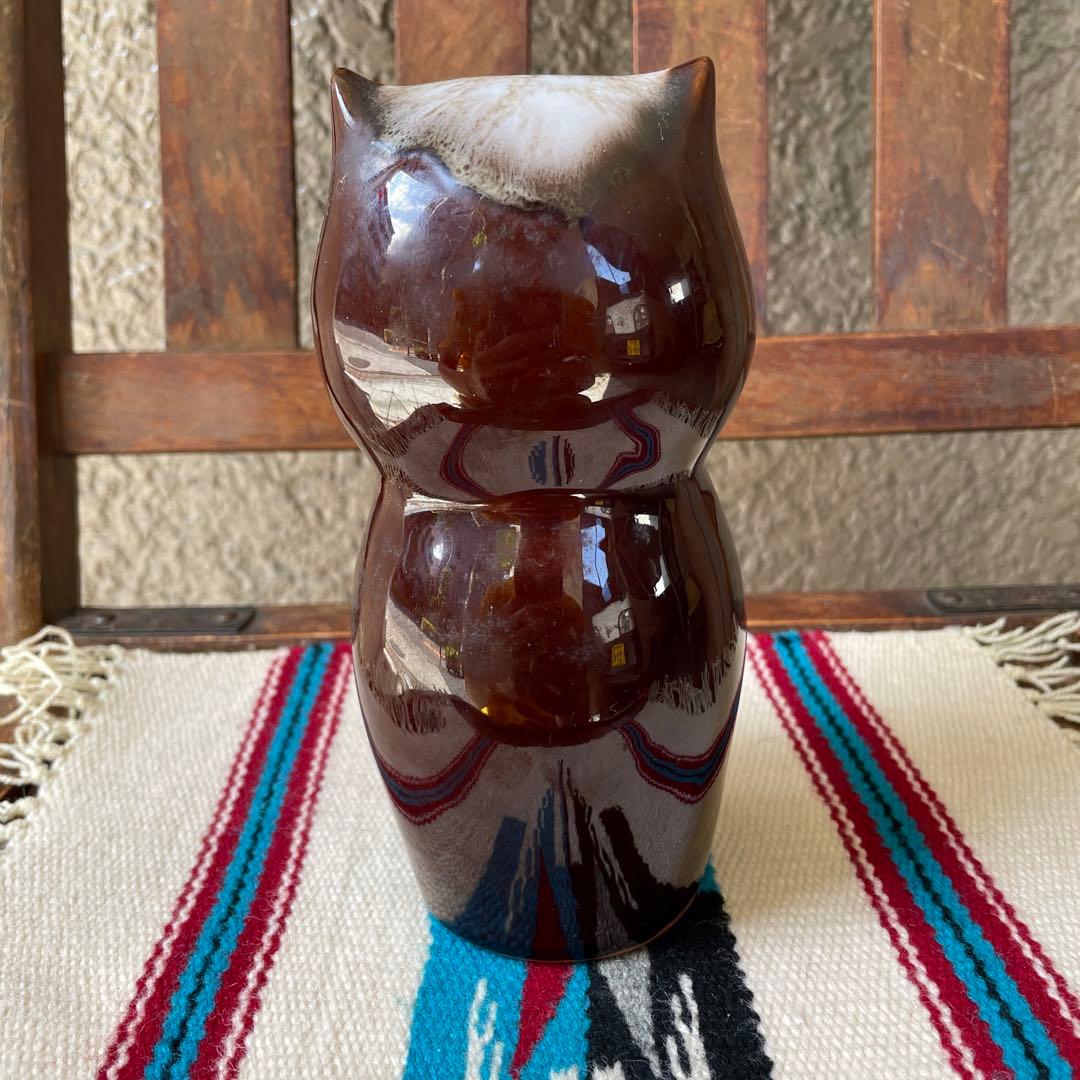 希少品！70sアメリカアンティーク　フクロウの陶器置物　USAヴィンテージ梟雑貨