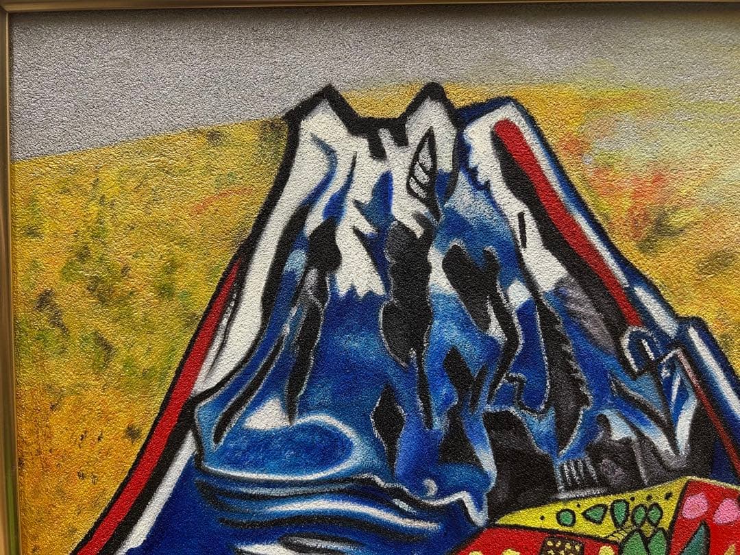 片岡珠子　風景画　手描き　6号 表裏サイン 印譜　額装　骨董　絵画