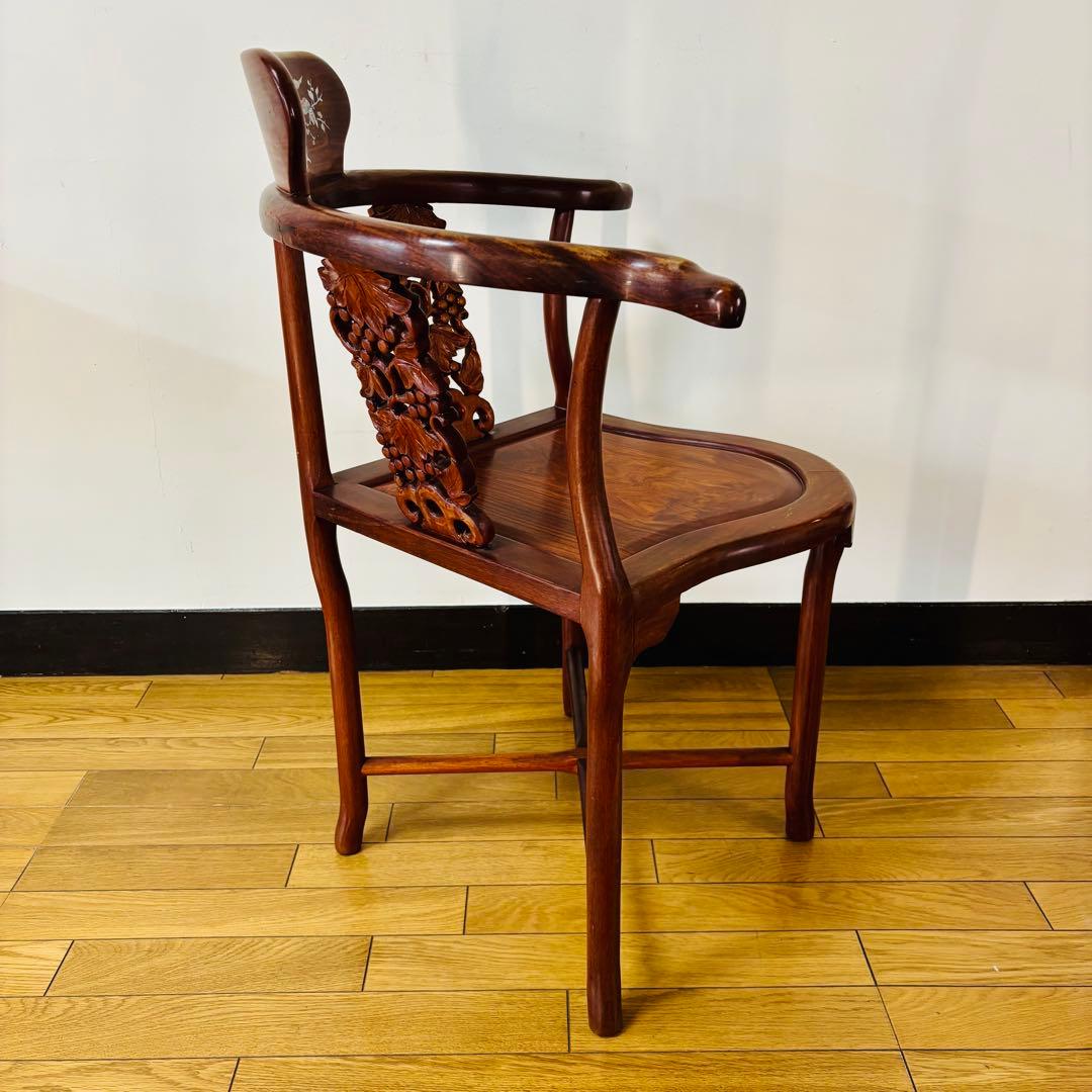 螺鈿細工 唐木家具 椅子 ア ームチェア 中国椅子　送料込み