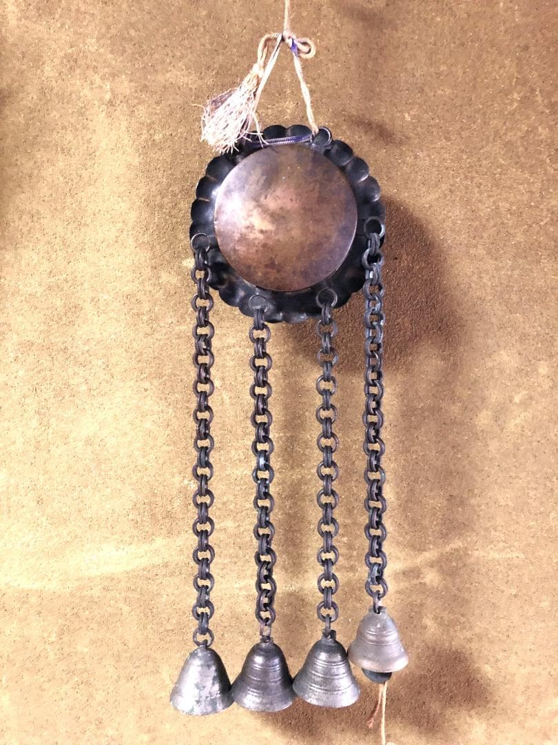 【 花角紋彫金連馬鈴 】　江戸時代　馬具装飾品　完