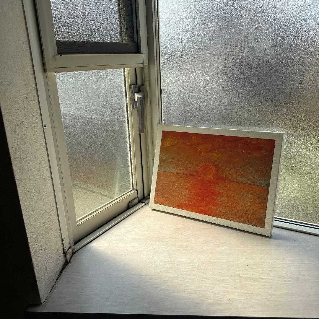 燃える夕陽　絵画