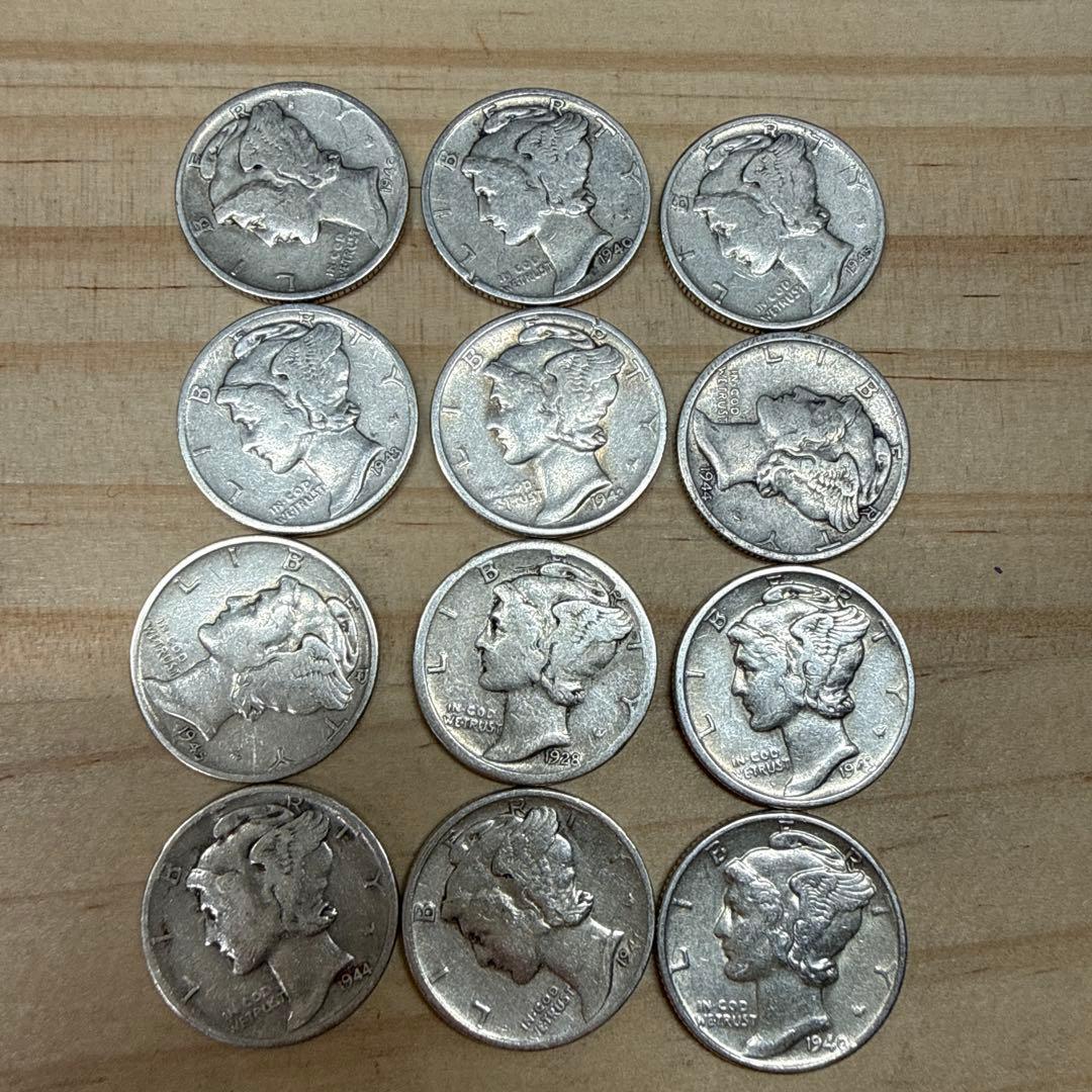 マーキュリー・ダイム 12枚セット アメリカ 銀貨