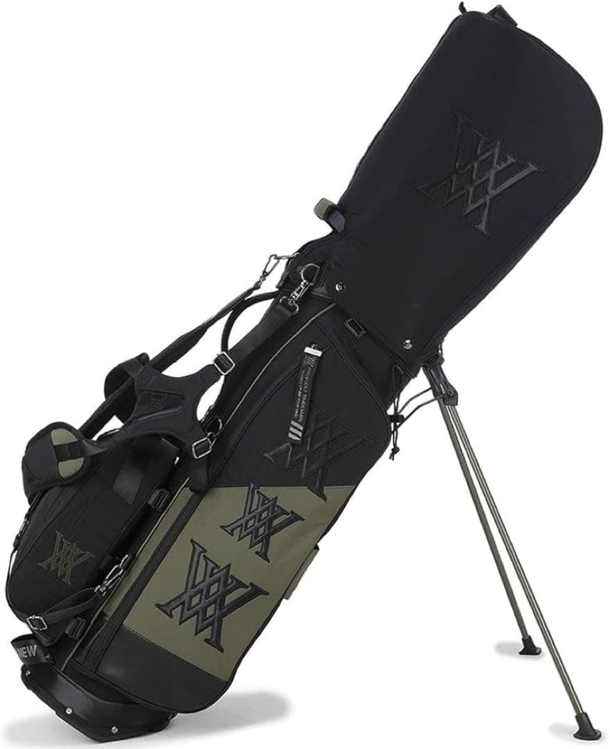 【新春セール】ANEW アニュー ゴルフバッグ 黒/オリーブ 透明カバー付き